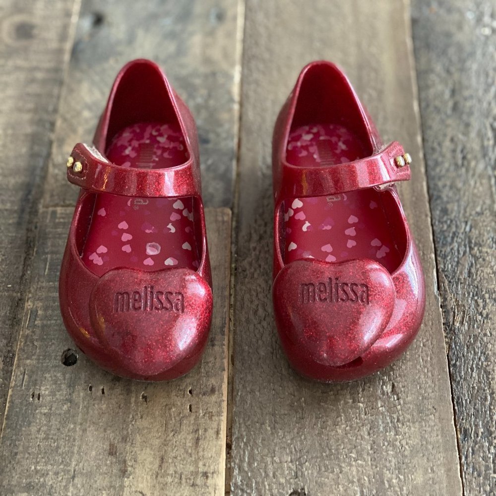 Mini Melissa Red Glitter Shoes